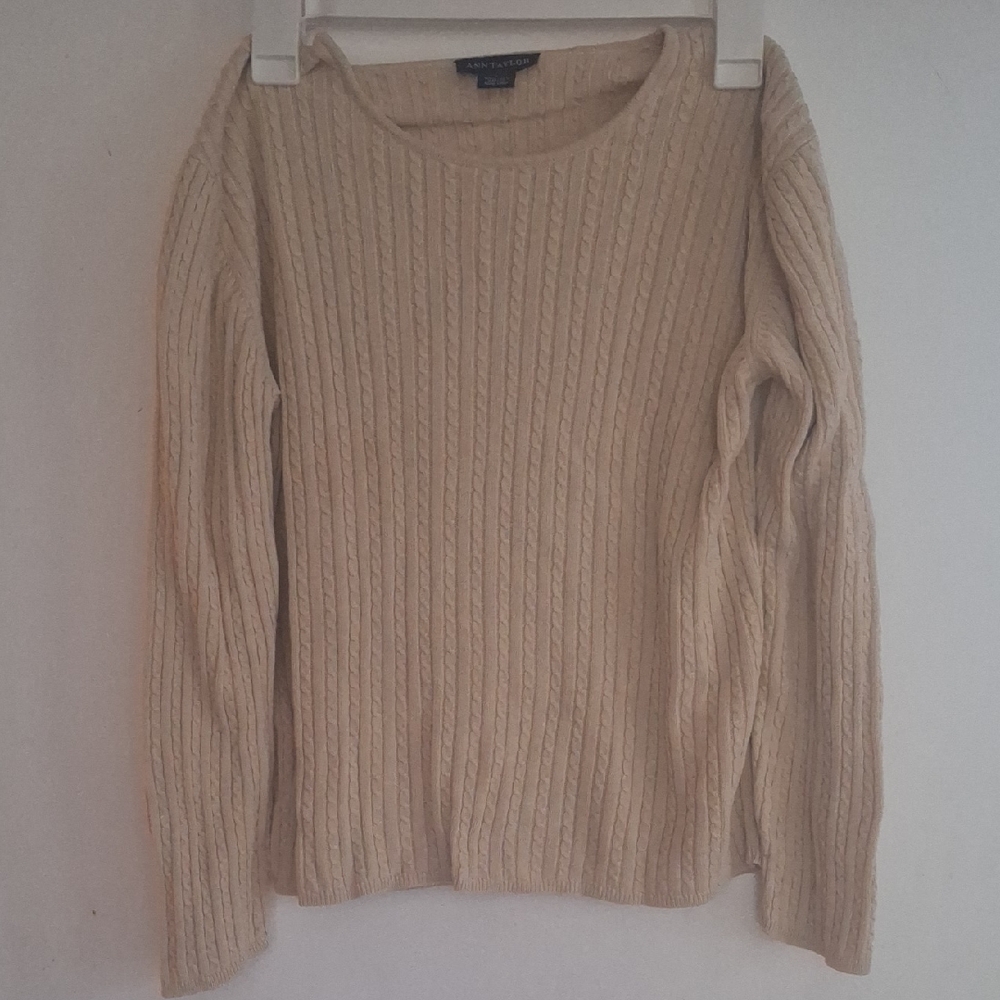 Ann Taylor Women's Beige Ribbed Sweater